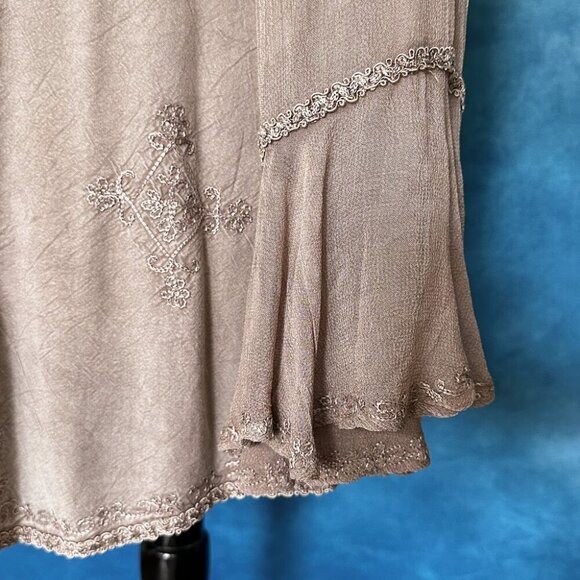 Braja Exclusives Embroidered Button Down Flowy Boho Top, 3L - Picture 4 of 5
